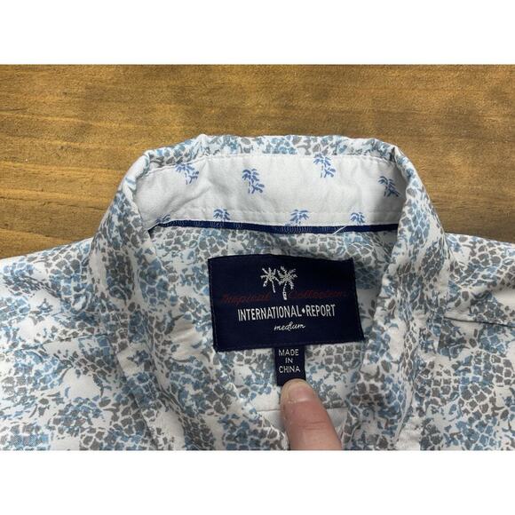 International Report Tropical Collection Blue Short Sleeve Button Up Shirt M - Picture 4 of 9